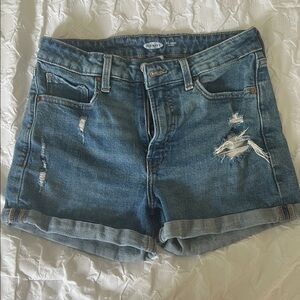 Old Navy Blue High-Waisted Jean Shorts Distressed